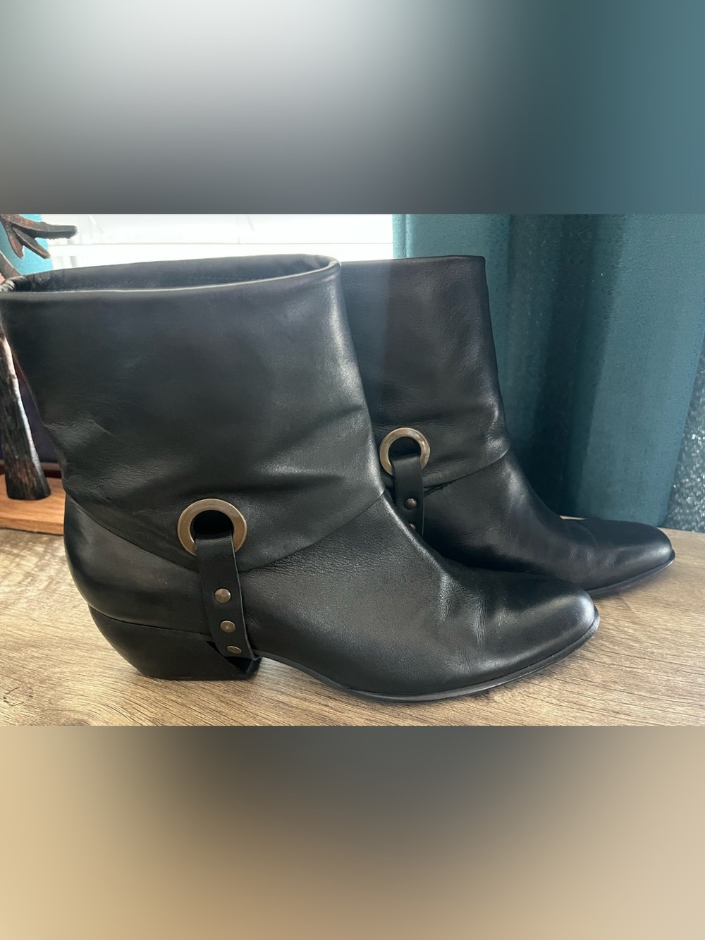 Matisse Leather Ankle Boots with Ring Detail